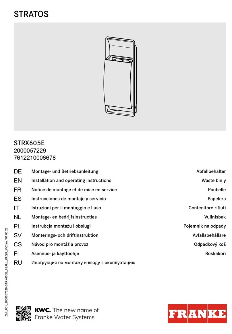 Franke STRATOS STRX605E Installation and operating instructions