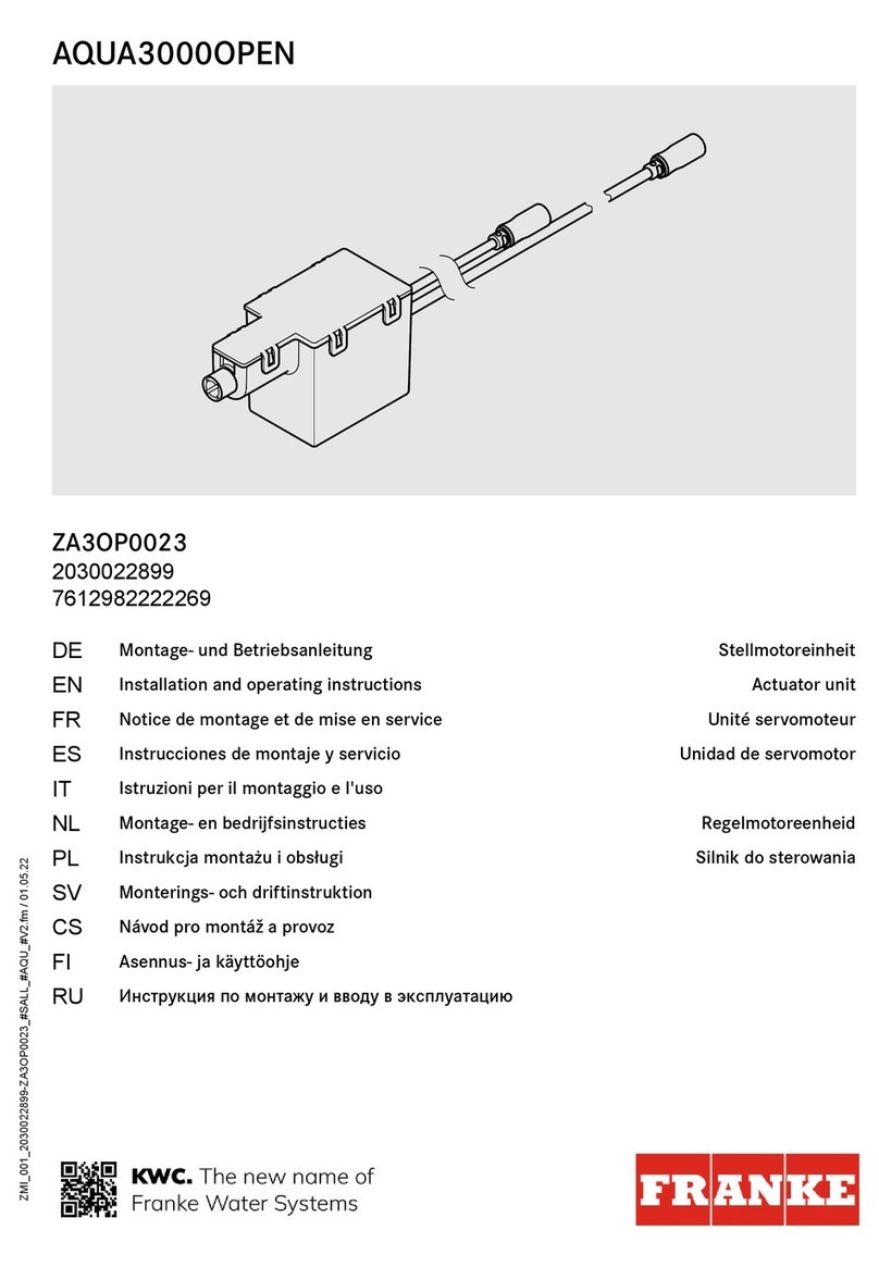Franke AQUA3000OPEN ZA3OP0023 Installation and operating instructions
