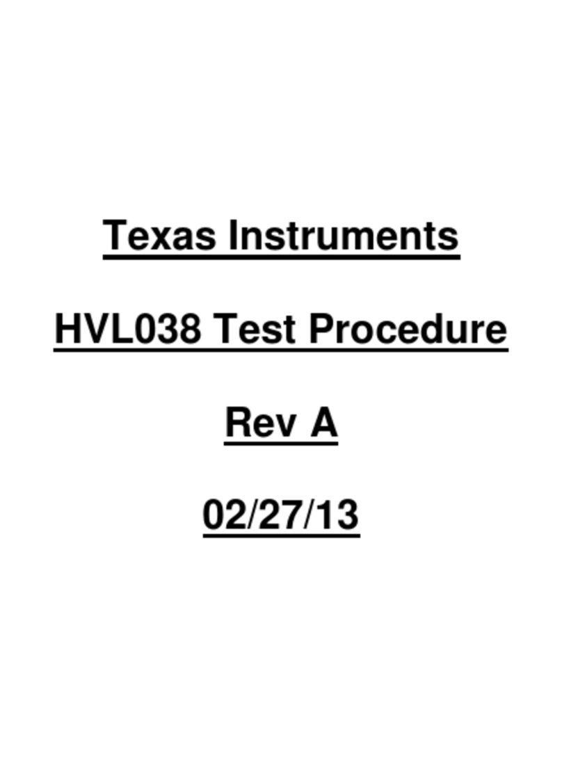 Texas Instruments HVL038 User manual