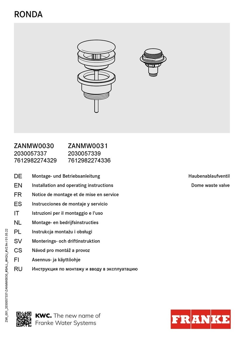 Franke RONDA ZANMW0030 Installation and operating instructions Franke RONDA ZANMW0030 Installation and operating instructions