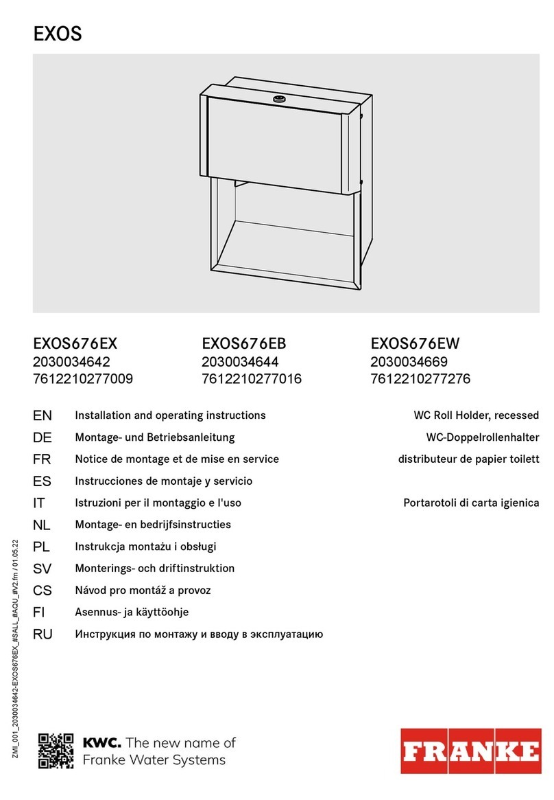 Franke EXOS676EX Installation and operating instructions