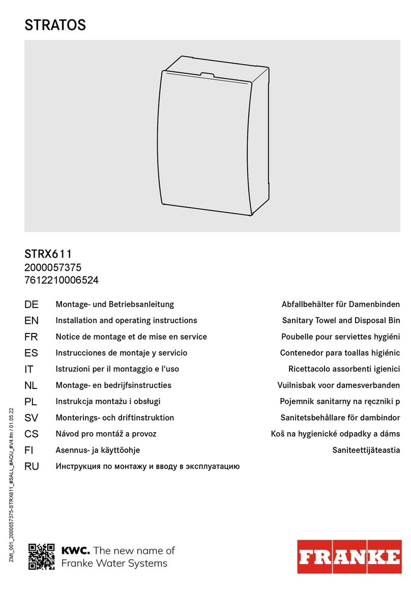 Franke STRATOS STRX611 Installation and operating instructions