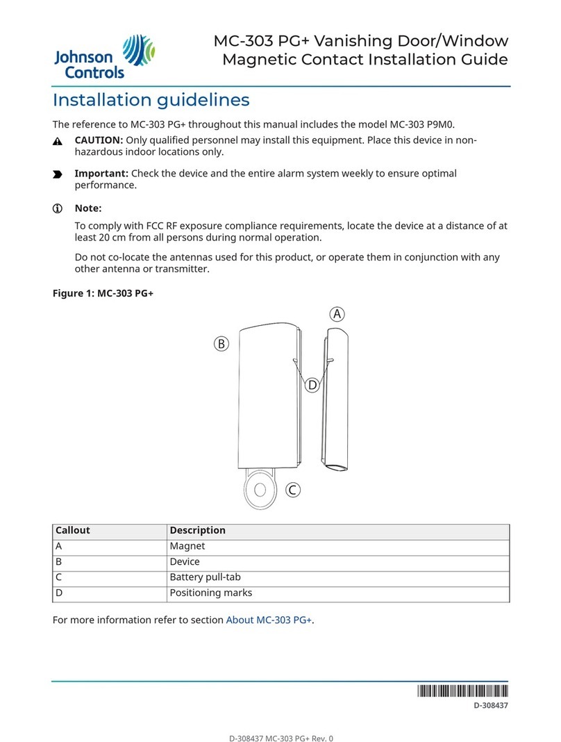 Johnson Controls MC-303 PG+ Nstallation guide