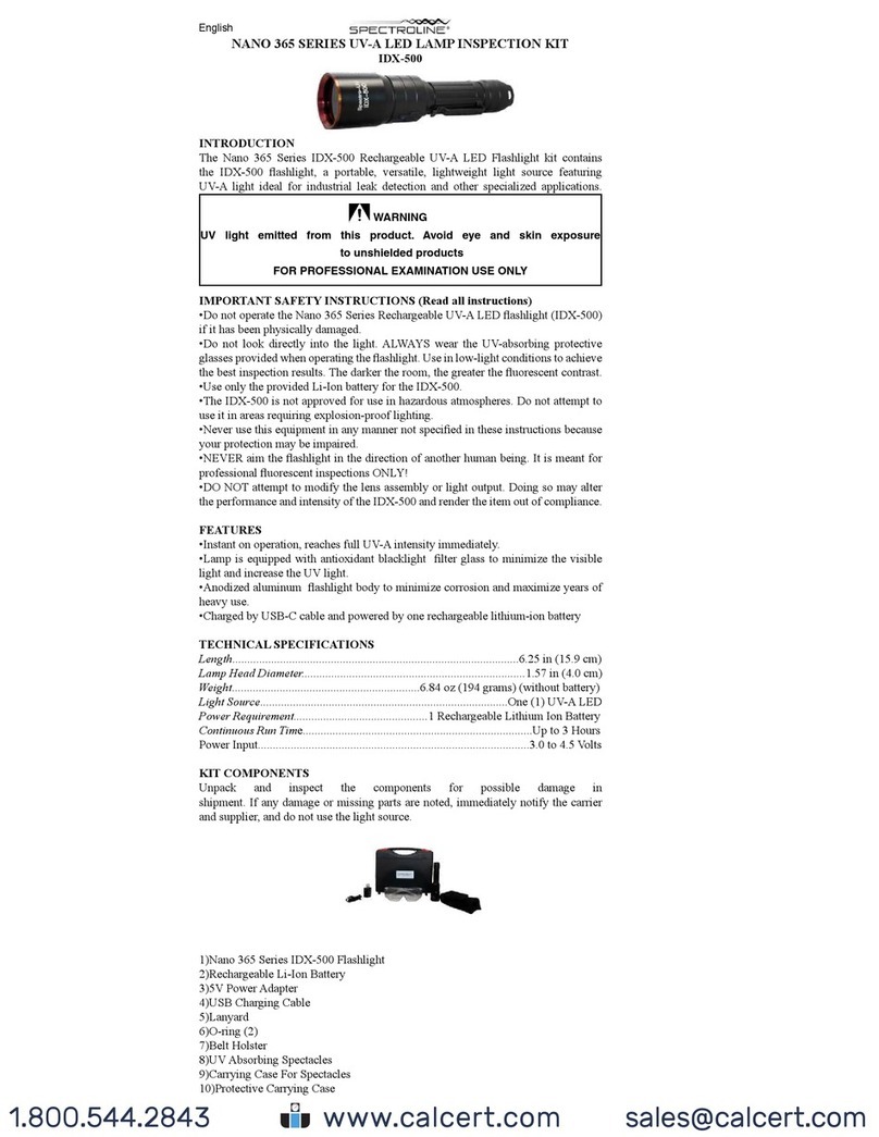 Spectroline NANO 365 Series quick start guide