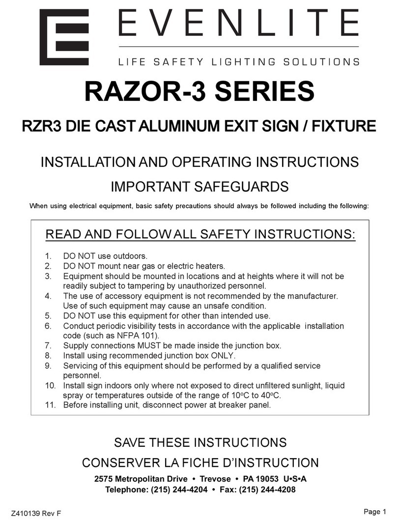 Evenlite RAZOR-3 SERIES Installation and operating instructions Evenlite RAZOR-3 SERIES Installation and operating instructions