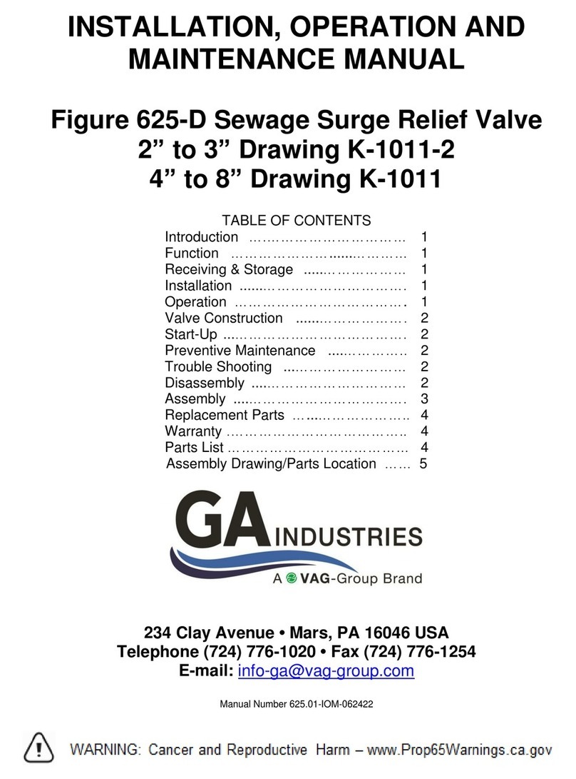 Vag GA INDUSTRIES 625-D Installation, operation and maintenance manual