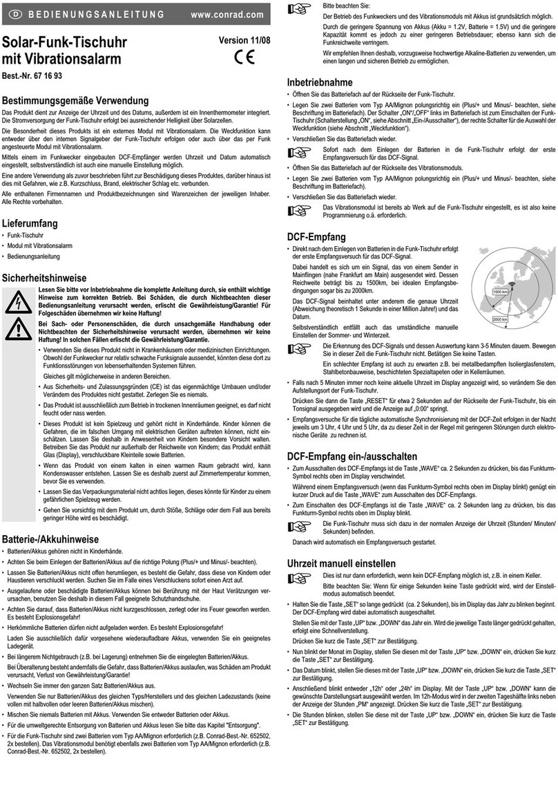 Conrad 67 16 93 operating instructions
