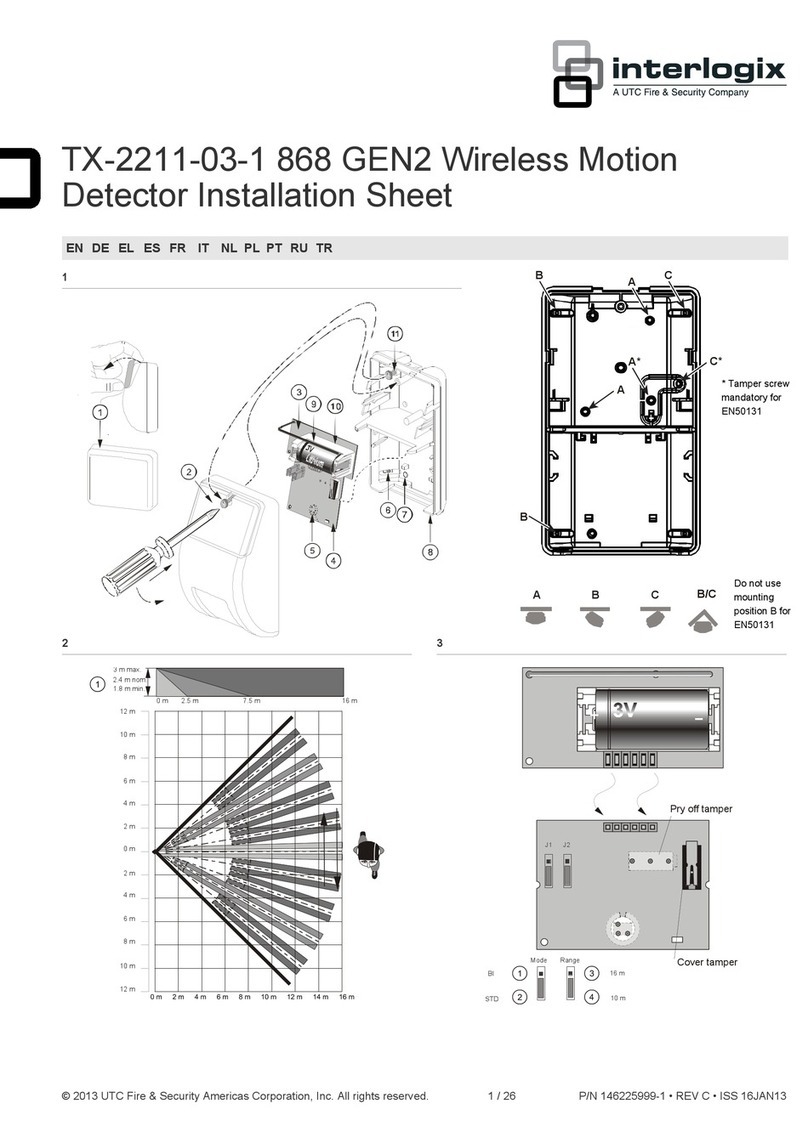 UTC Fire and Security interlogix TX-2211-03-1 868 GEN2 Assembly instructions