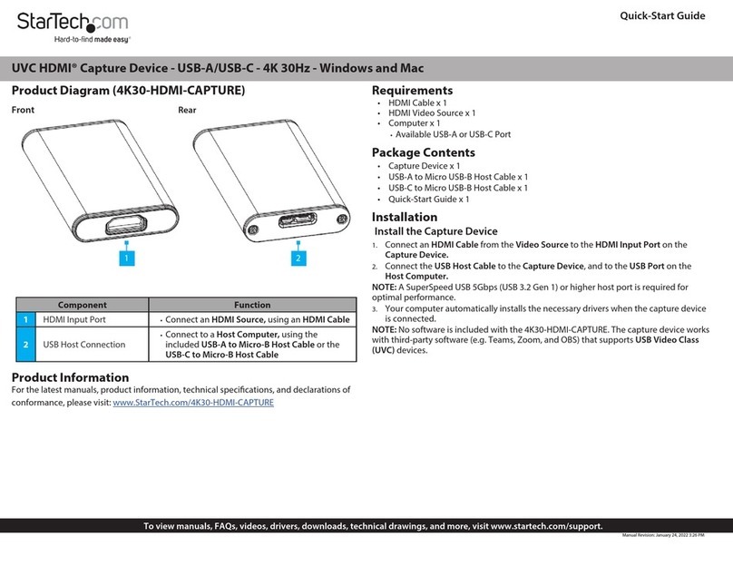 StarTech.com 4K30-HDMI-CAPTURE User manual StarTech.com 4K30-HDMI-CAPTURE User manual