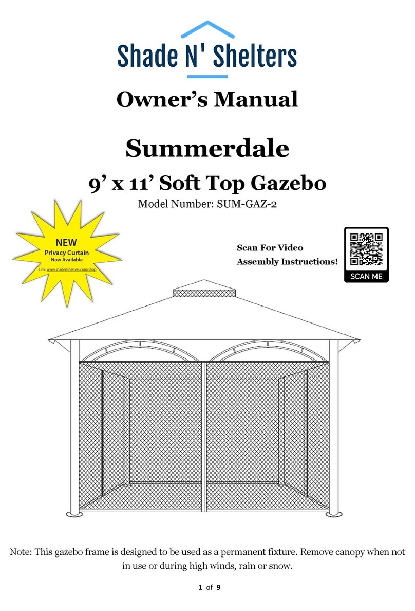 Shade N' Shelters SUM-GAZ-2 User manual