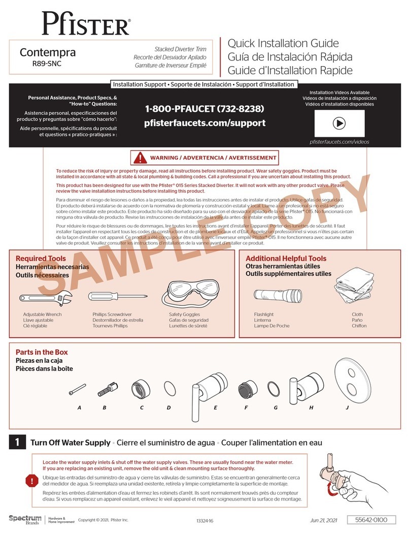 Pfister Contempra R89-SNC Quick installation guide