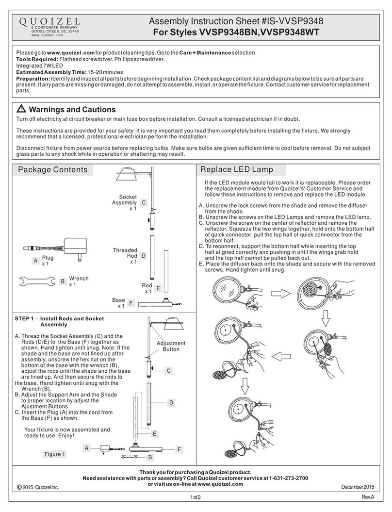 Quoizel VVSP9348BN Assembly instruction