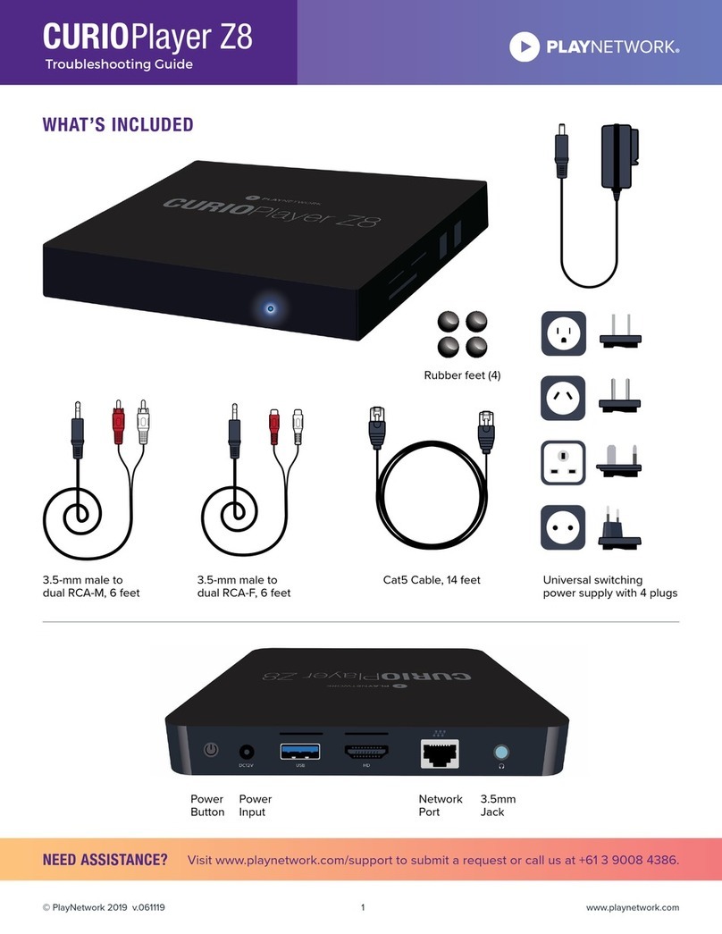 PlayNetwork CURIOPlayer Z8 troubleshooting guide