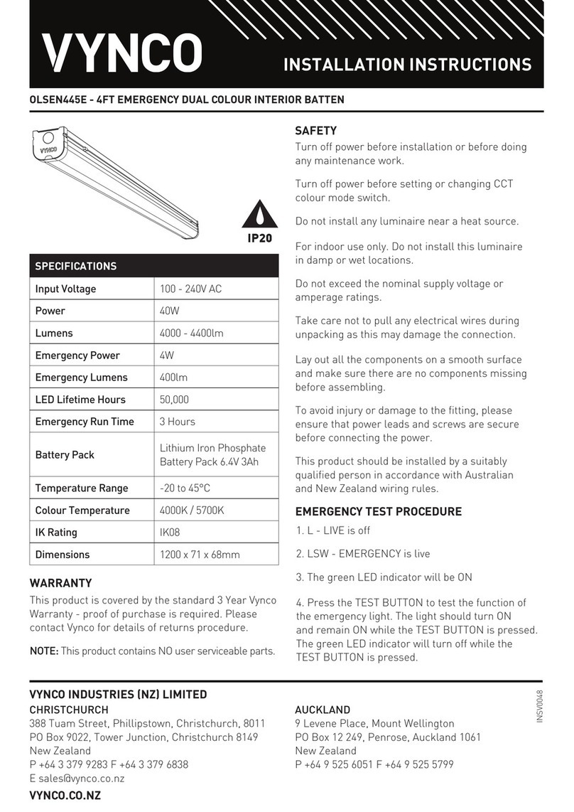 Vynco OLSEN445E installation instructions