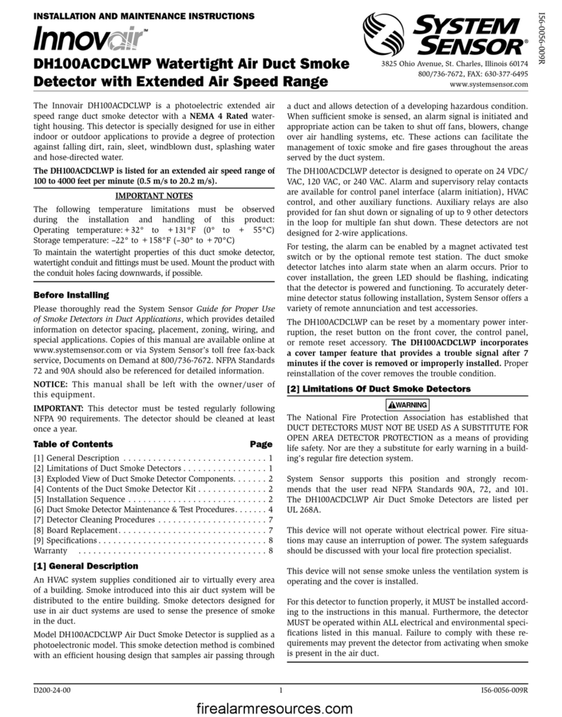System Sensor Innovair DH100ACDCLWP User manual
