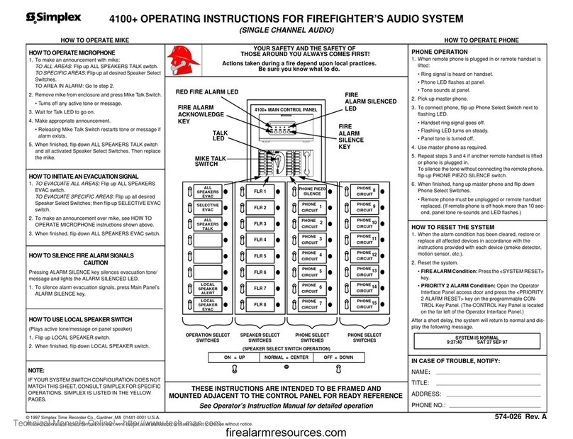 Simplex 4100+ operating instructions
