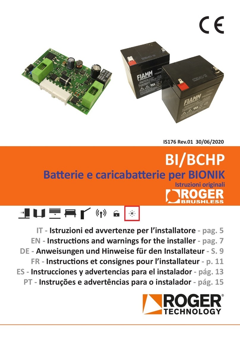 Roger Technology BIONIK BI Instruction and warnings for the installer Roger Technology BIONIK BI Instruction and warnings for the installer