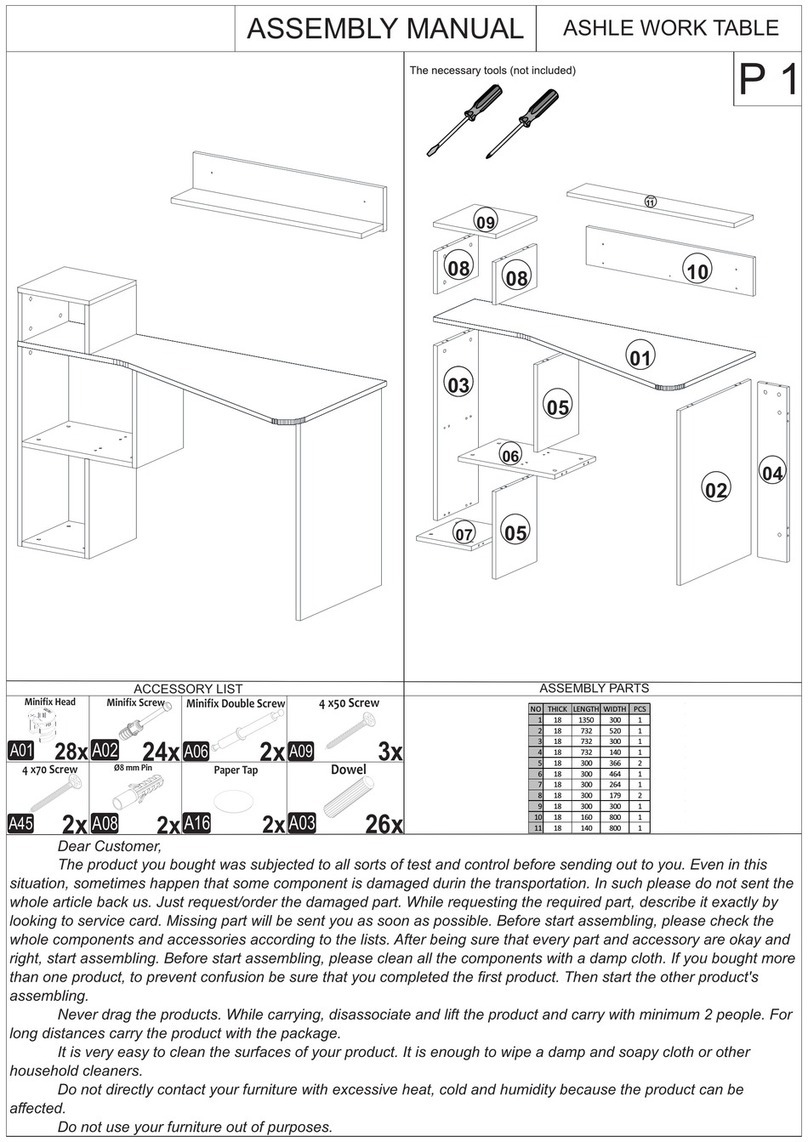 Hepsiburada ASHLE WORK TABLE Assembly manual