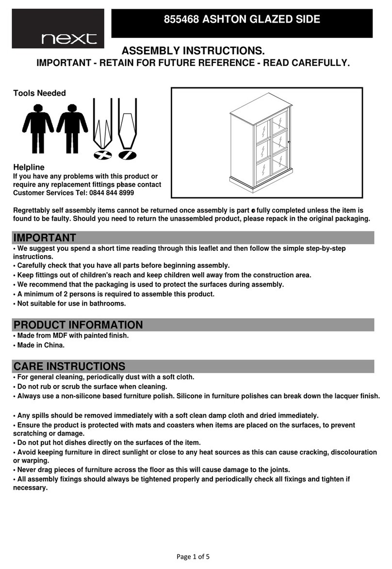 Next ASHTON GLAZED SIDE 855468 User manual Next ASHTON GLAZED SIDE 855468 User manual