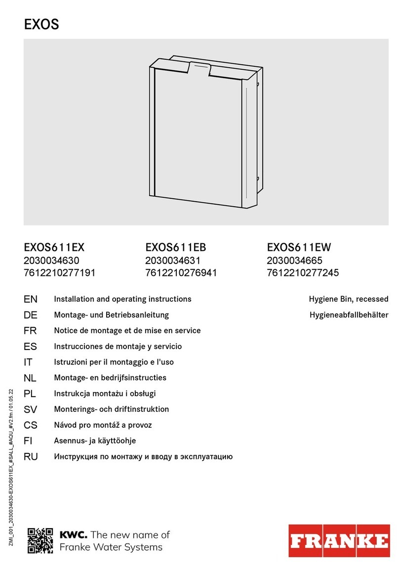 Franke EXOS611EX Installation and operating instructions