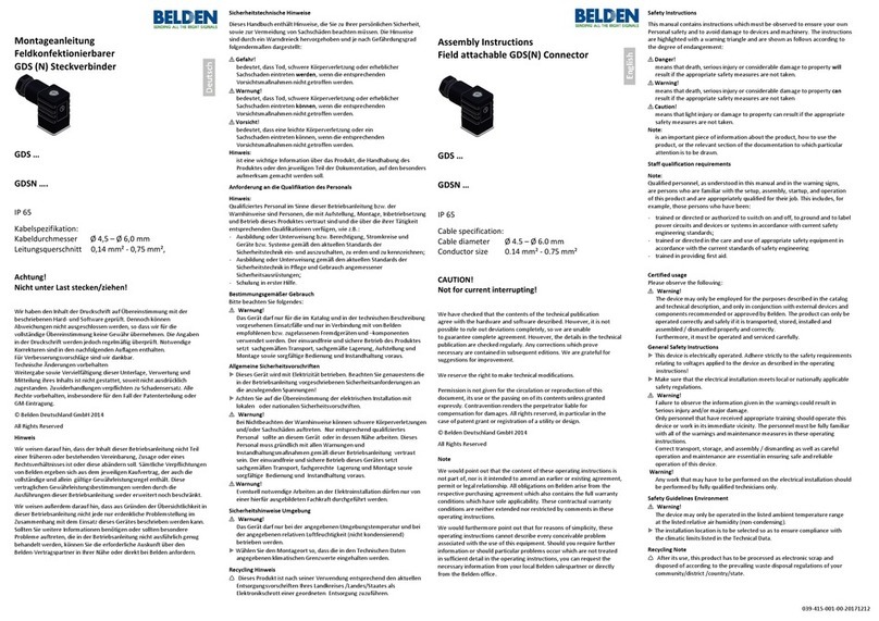 Belden GDS Series Assembly instructions