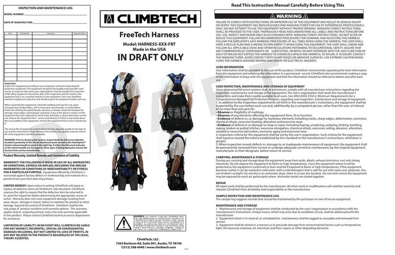 ClimbTech Freetech HARNESS-XXX-FRT User manual