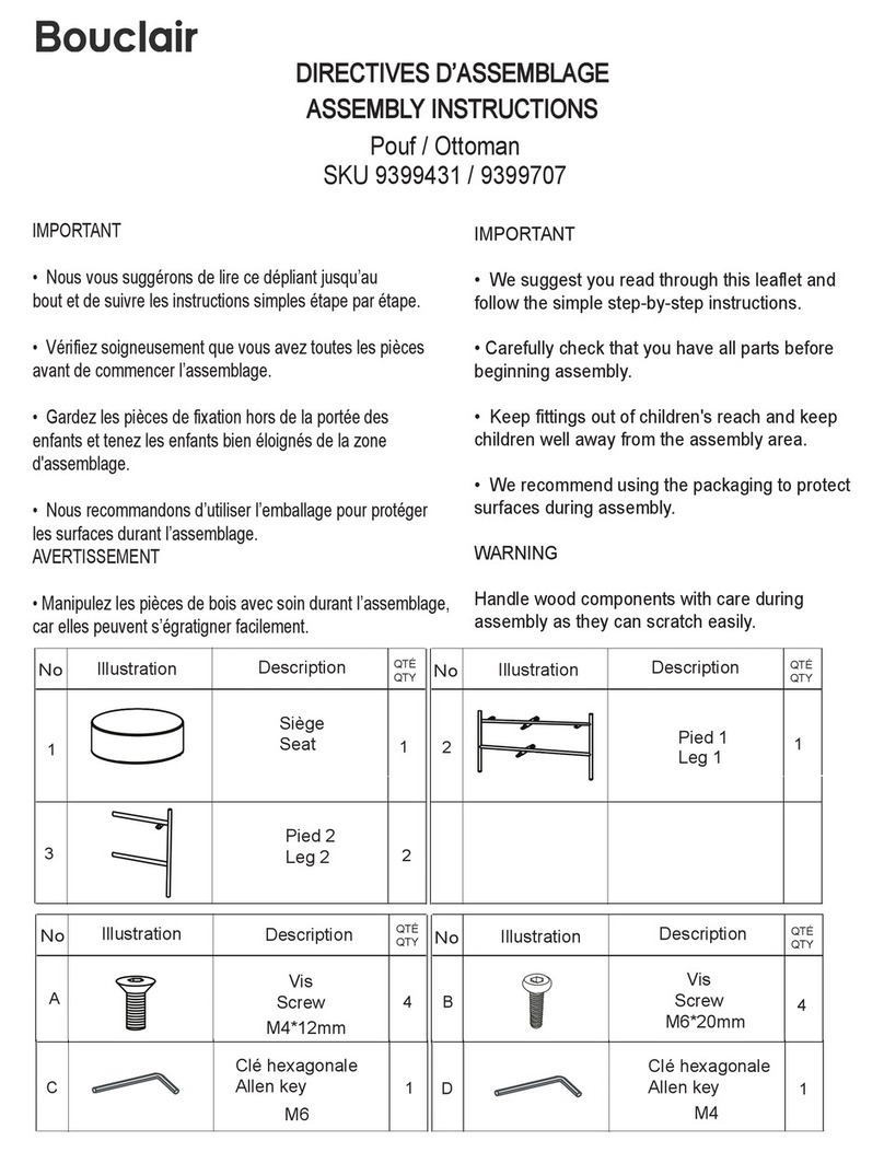 Bouclair 9399431 Assembly instructions