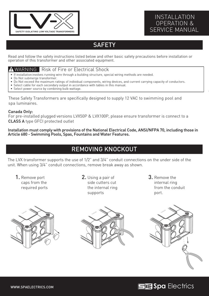 Spa Electrics LV-X Installation, operation & service manual