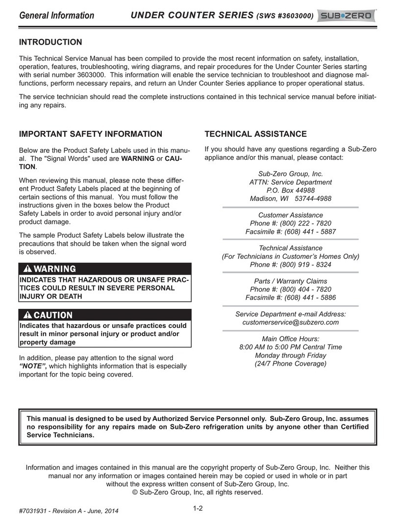 Subzero Wolf UC-24C Service manual