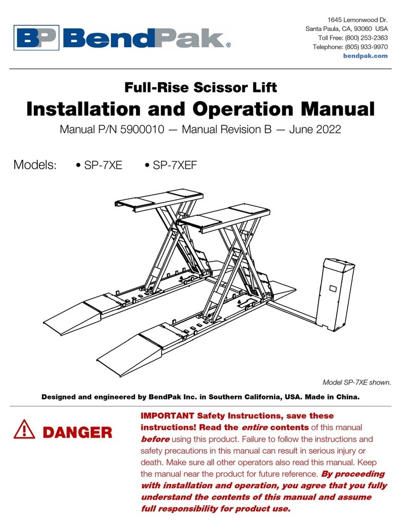 Bend-Pak SP-7XE User manual