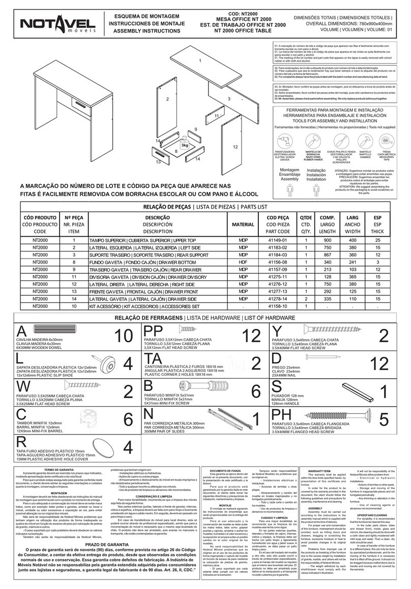 NOTAVEL moveis NT2000 Assembly instructions