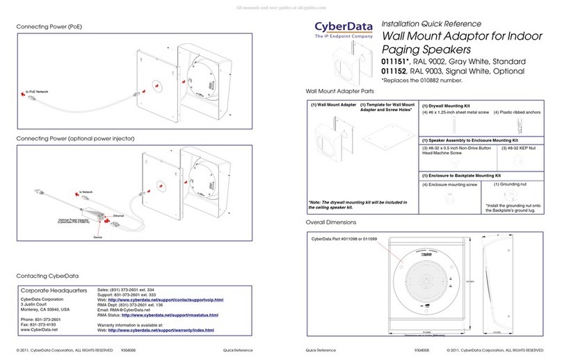CyberData 011151 Installation quick reference