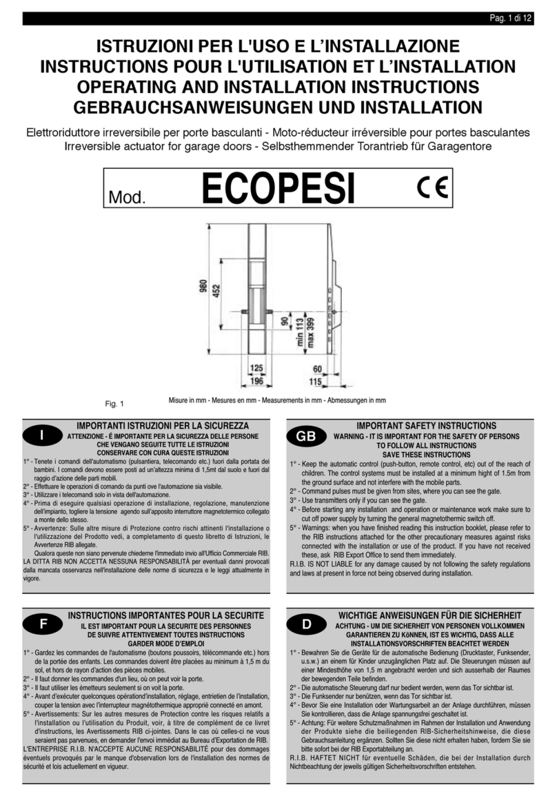 Ribind ECOPESI Operating and installation instructions