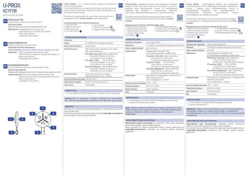 U-Prox KEYFOB User manual
