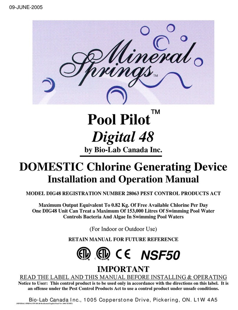 BIO-LAB CANADA Pool Pilot Digital 48 Installation and operation manual