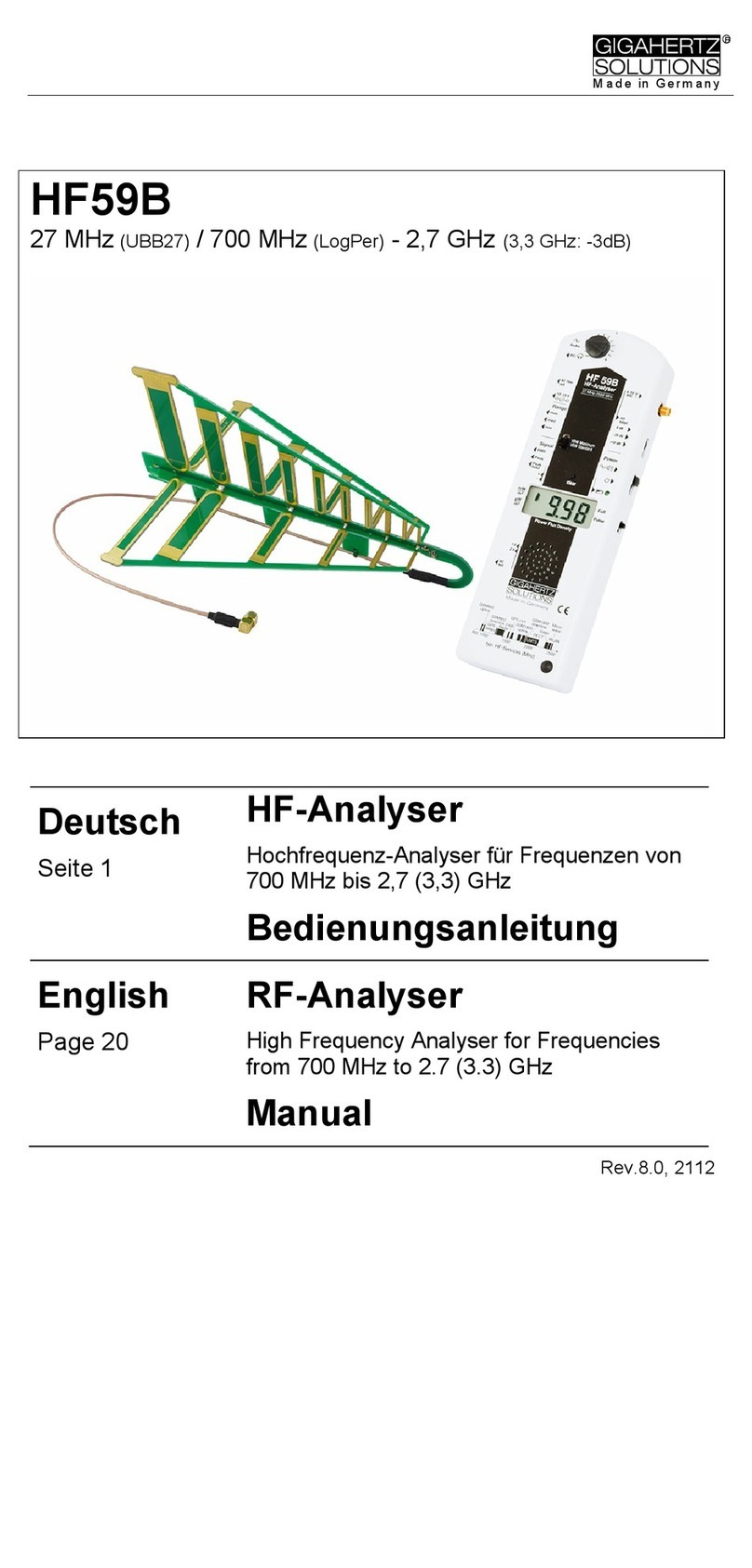 Gigahertz Solutions HF59B manual Gigahertz Solutions HF59B manual