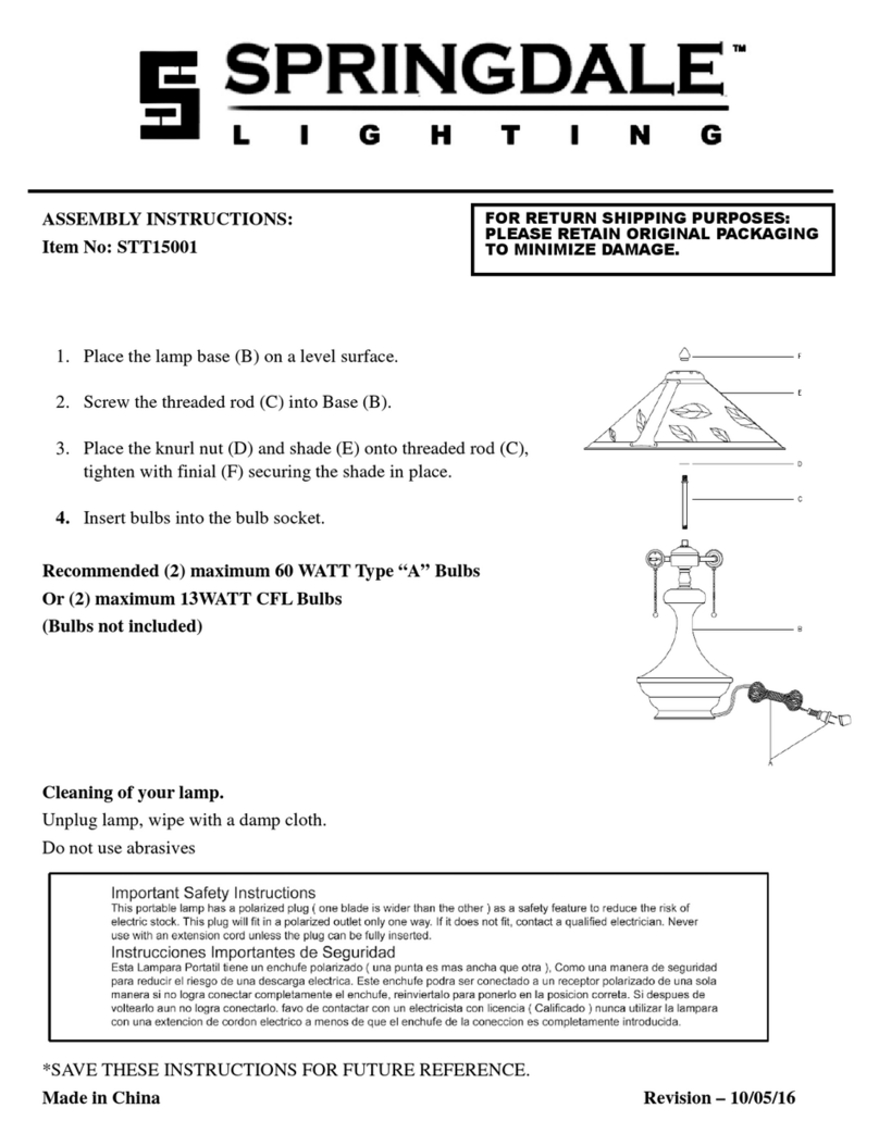 Springdale Lighting STT15001 User manual Springdale Lighting STT15001 User manual