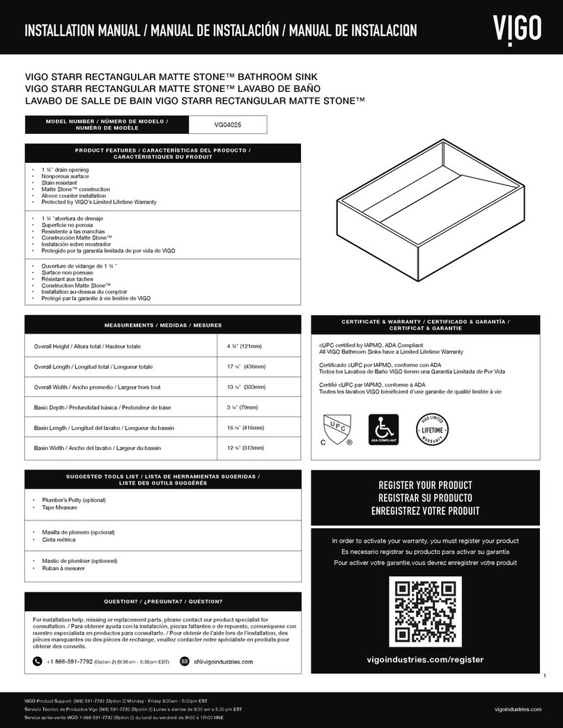 VIGO VIGO STARR RECTANGULAR MATTE STONE VG04025 User manual VIGO VIGO STARR RECTANGULAR MATTE STONE VG04025 User manual