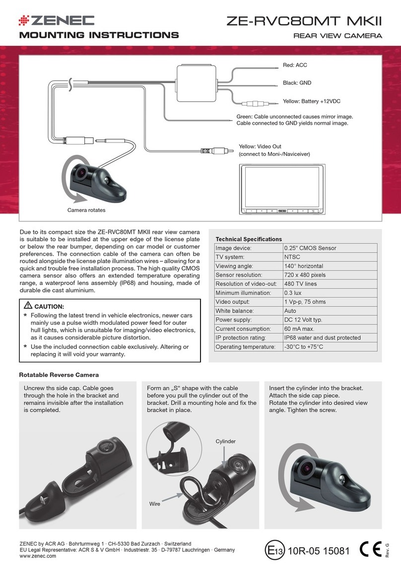 ZENEC ZE-RVC80MT MKII Mounting instructions