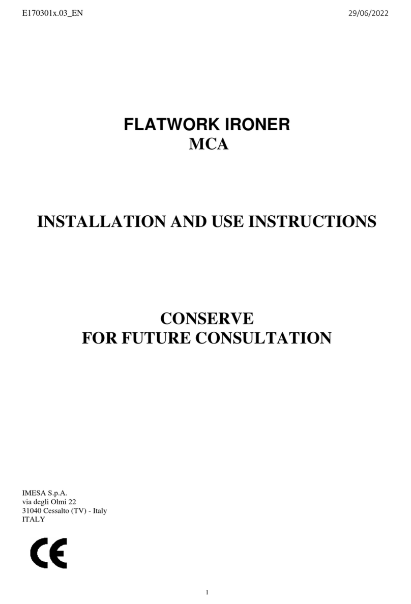 Imesa FLATWORK IRONER Installation and use instructions and warnings