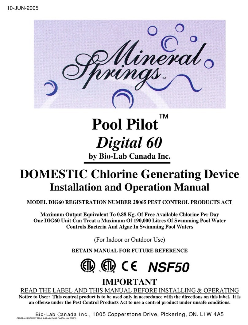 BIO-LAB CANADA Pool Pilot Digital 60 Installation and operation manual