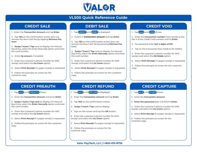 Valor VL500 Quick reference guide