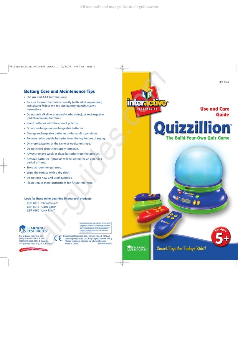 Learning Resources interactive ELECTRONICS Quizzillion User manual Learning Resources interactive ELECTRONICS Quizzillion User manual