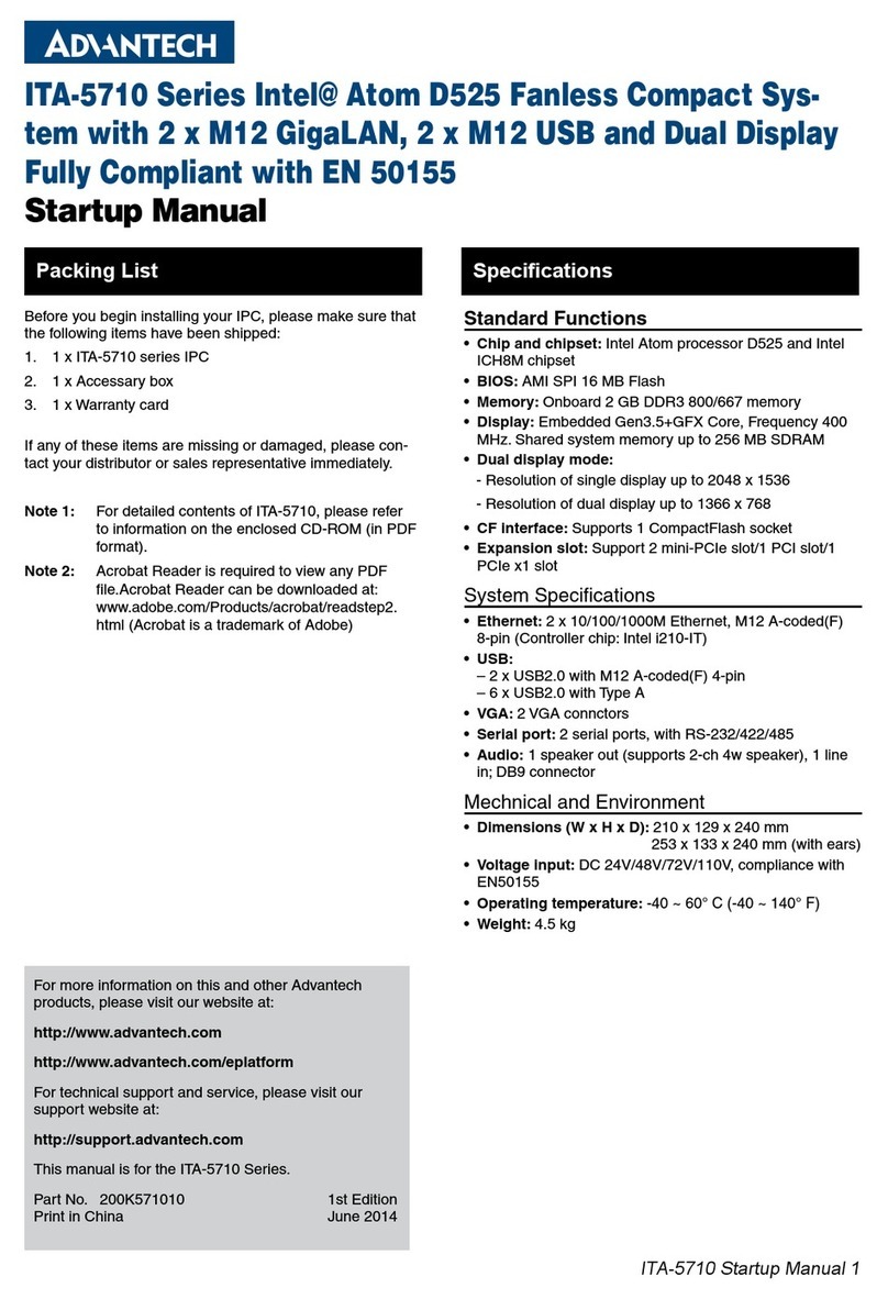Advantech ITA-5710 Series Installation and operation manual