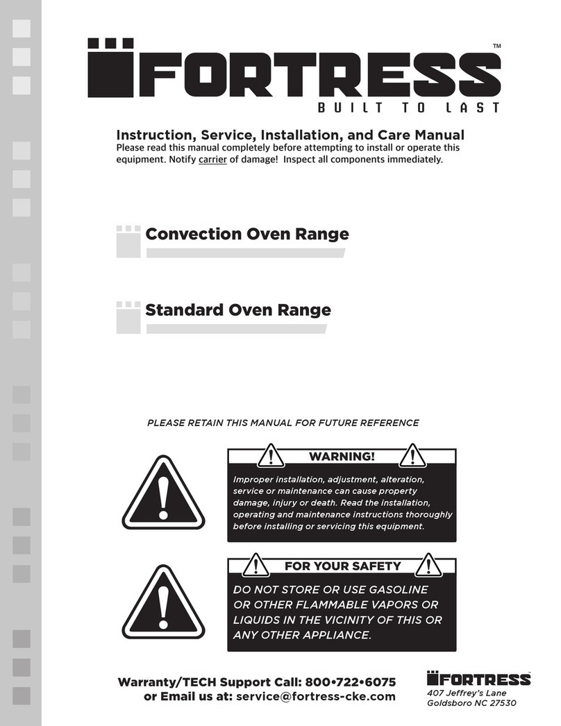 Fortress Technologies Convection Oven Range Line Service, installation and care manual Fortress Technologies Convection Oven Range Line Service, installation and care manual