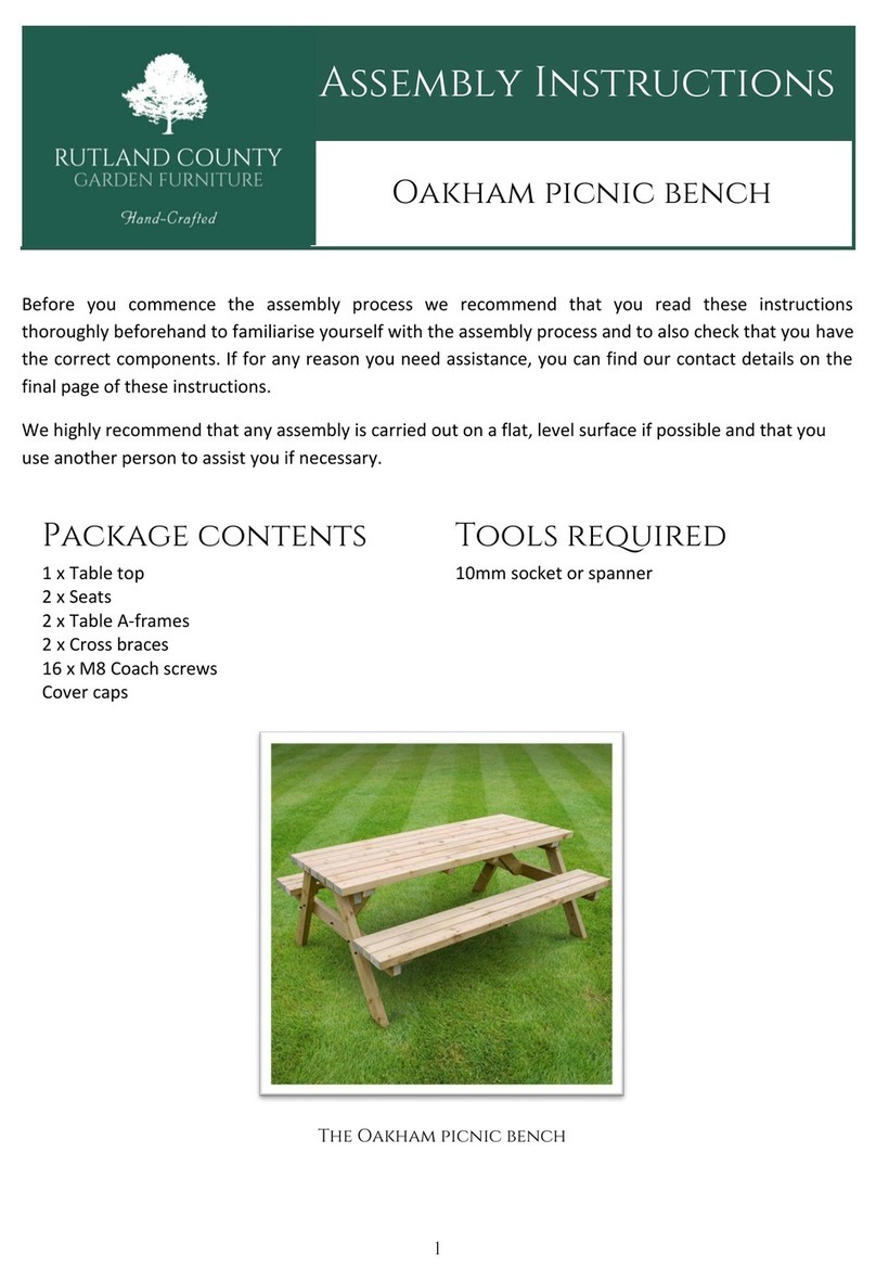 Rutland County Garden Furniture Oakham picnic bench Assembly instructions
