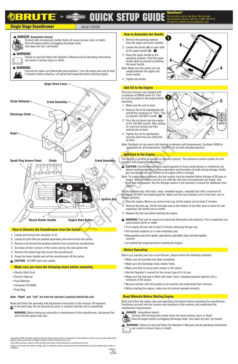 Briggs & Stratton BRUTE 1695565 Quick setup guide