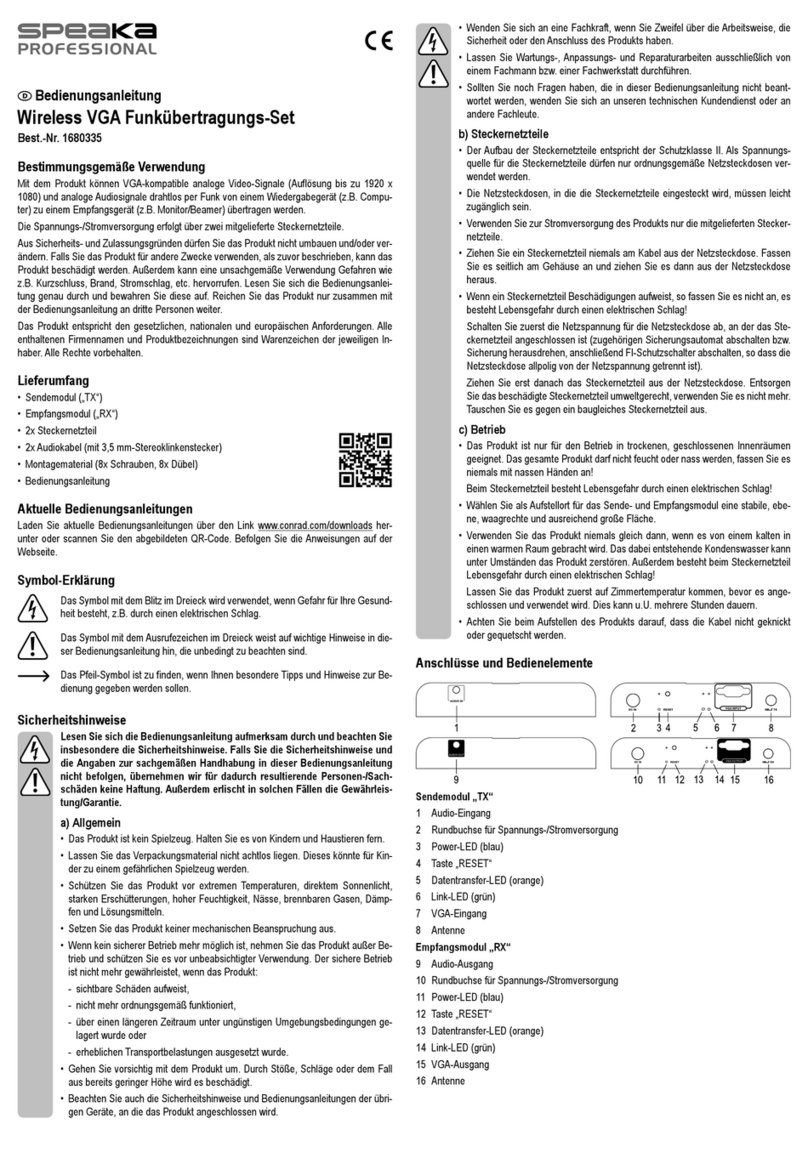 Speaka Professional 1680335 operating instructions