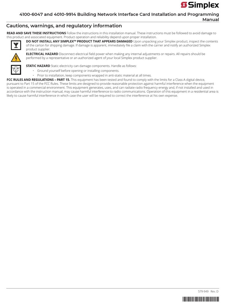 Simplex 4100-6047 Installation and programming manual