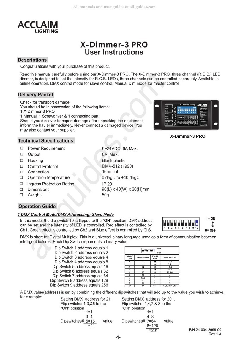 Acclaim Lighting X-Dimmer-3 PRO User instructions